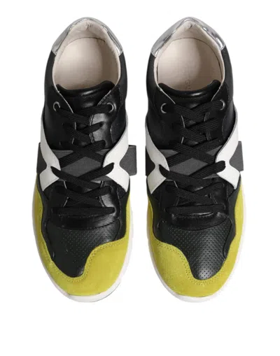 Dolce & Gabbana Multicolor Lace Up Low Top Men Sneakers Shoes In Gold