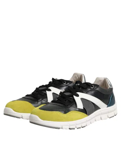 Dolce & Gabbana Multicolor Lace Up Low Top Men Sneakers Shoes In Gold
