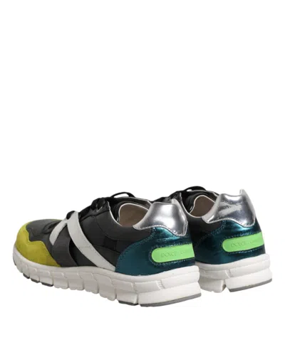 Dolce & Gabbana Multicolor Lace Up Low Top Men Sneakers Shoes In Gold