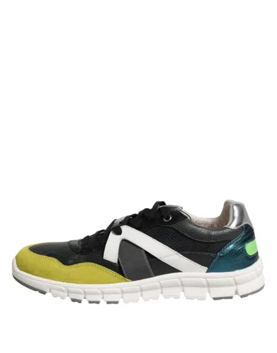 Dolce & Gabbana Multicolor Lace Up Low Top Men Sneakers Shoes In Gold