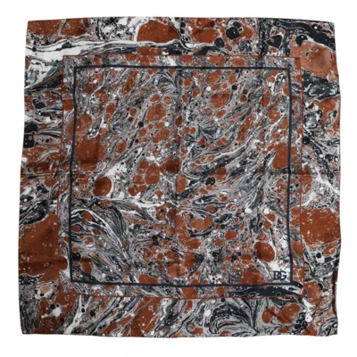 Dolce & Gabbana Multicolor Marble Silk Square Foulard Men's Scarf