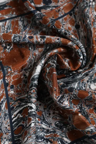 Dolce & Gabbana Multicolor Marble Silk Square Foulard Men's Scarf