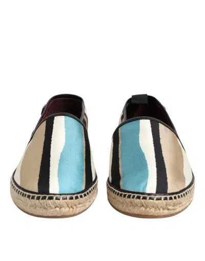 Dolce & Gabbana Multicolor Stripes Canvas Flat Espadrille Men's Shoes