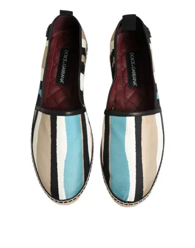 Dolce & Gabbana Multicolor Stripes Canvas Flat Espadrille Men's Shoes