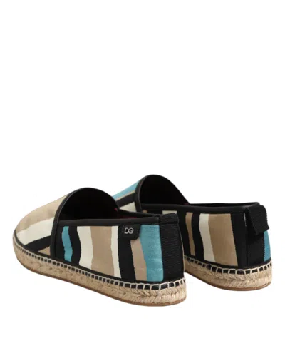 Dolce & Gabbana Multicolor Stripes Canvas Flat Espadrille Men's Shoes