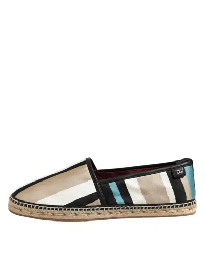 Dolce & Gabbana Multicolor Stripes Canvas Flat Espadrille Men's Shoes