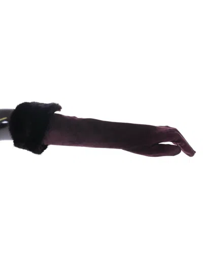 Dolce & Gabbana Purple Mink Fur Goatskin Suede Leather Women's Gloves