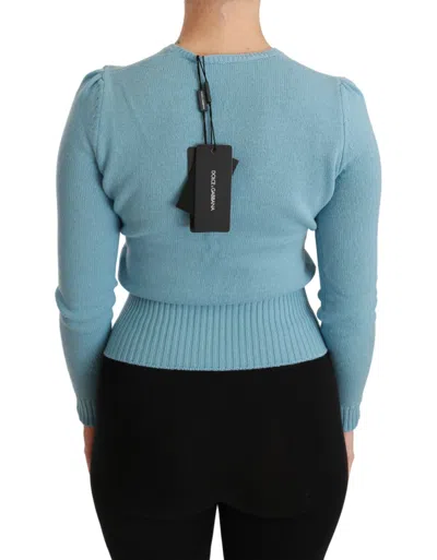 Dolce & Gabbana Blue Wool Queen Heart Pullover Sweater In Blue
