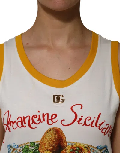 Pre-owned Dolce & Gabbana White Araneine Siciliane Sleeveless Tank Women's Top ()