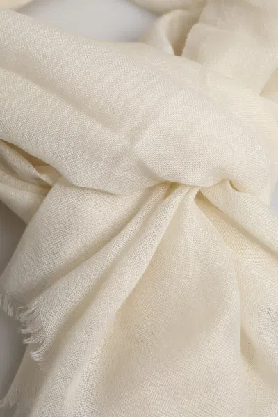 Pre-owned Dolce & Gabbana White Cashmere Neck Warmer Wrap Shawl Men's Scarf ()