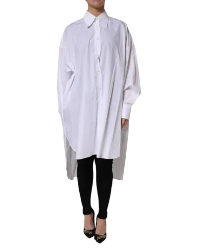 Pre-owned Dolce & Gabbana White Cotton Collared Shirt Long Sleeve Women's Top ()