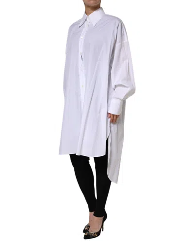 Pre-owned Dolce & Gabbana White Cotton Collared Shirt Long Sleeve Women's Top ()