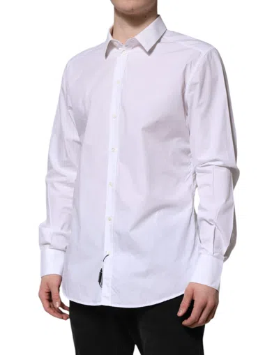 Dolce & Gabbana White Martini Long Sleeves Men Formal Shirt