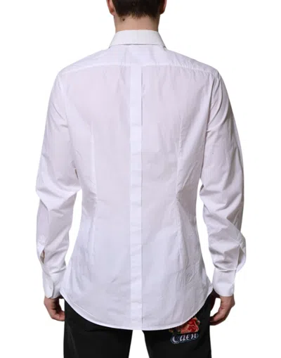 Dolce & Gabbana White Martini Long Sleeves Men Formal Shirt