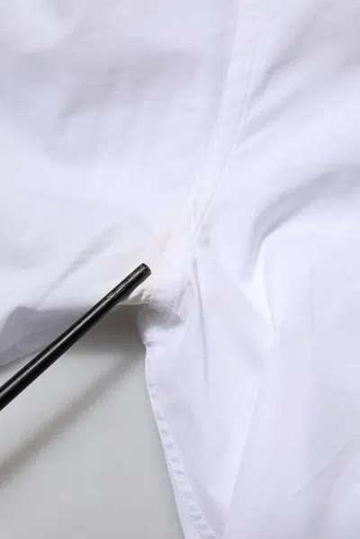 Pre-owned Dolce & Gabbana White Cotton Gold Long Sleeves Men Dress Men's Shirt ()