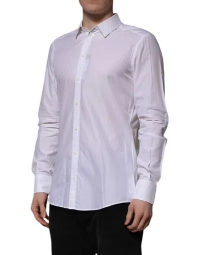 Dolce & Gabbana White Cotton Martini Long Sleeve Formal Shirt