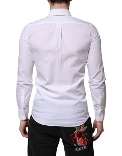 Pre-owned Dolce & Gabbana White Cotton Martini Long Sleeve Dress Men's Shirt ()
