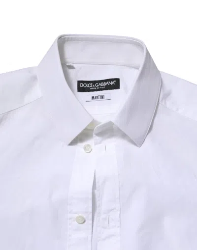 Pre-owned Dolce & Gabbana White Cotton Martini Long Sleeve Dress Men's Shirt ()