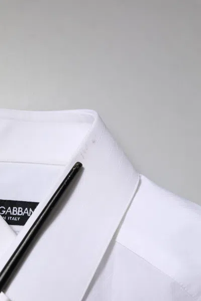 Pre-owned Dolce & Gabbana White Cotton Martini Long Sleeve Dress Men's Shirt ()