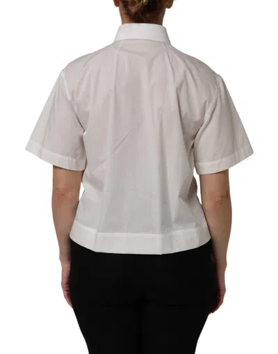Dolce & Gabbana White Collared Short Sleeve Polo Shirt Top In White