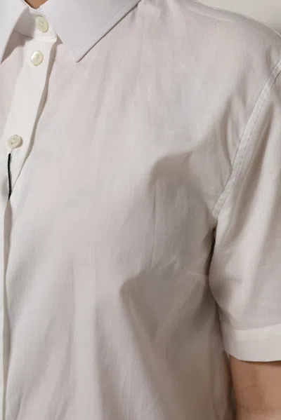 Dolce & Gabbana White Collared Short Sleeve Polo Shirt Top In White