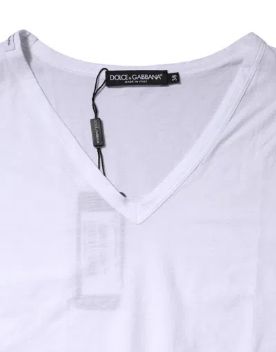 Dolce & Gabbana White Cotton Short Sleeves V-neck Top Women's T-shirt