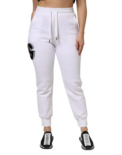 Pre-owned Dolce & Gabbana White Cotton Stretch Jogger Sweatwomen's Women's Pants ()