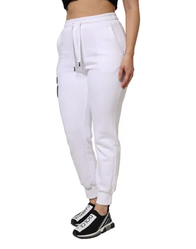 Pre-owned Dolce & Gabbana White Cotton Stretch Jogger Sweatwomen's Women's Pants ()