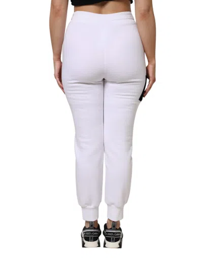 Pre-owned Dolce & Gabbana White Cotton Stretch Jogger Sweatwomen's Women's Pants ()