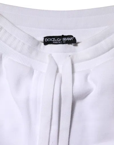 Pre-owned Dolce & Gabbana White Cotton Stretch Jogger Sweatwomen's Women's Pants ()