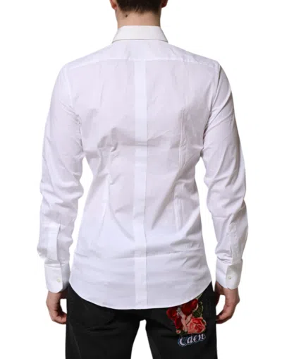 Pre-owned Dolce & Gabbana White Gold Cotton Collared Dress Shirt Men's Top ()