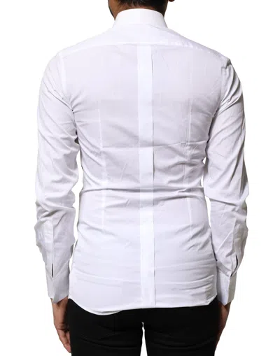 Pre-owned Dolce & Gabbana White Gold Embroidery Detailed Dress Men's Shirt ()