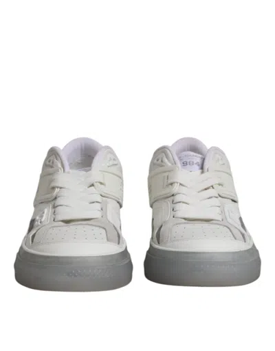 Pre-owned Dolce & Gabbana White Low Top Dg Embossed Men Sneakers Men's Shoes ()