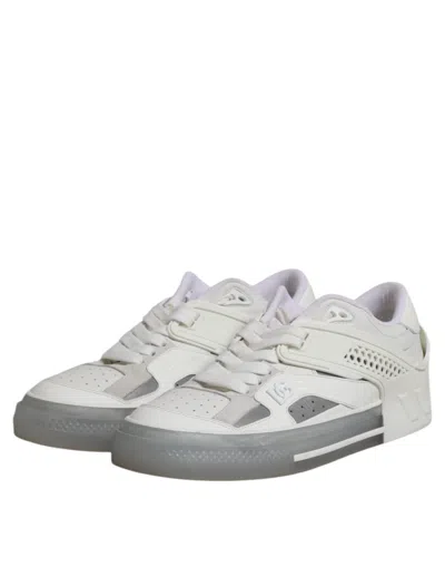 Pre-owned Dolce & Gabbana White Low Top Dg Embossed Men Sneakers Men's Shoes ()
