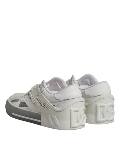 Pre-owned Dolce & Gabbana White Low Top Dg Embossed Men Sneakers Men's Shoes ()