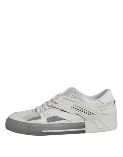 Pre-owned Dolce & Gabbana White Low Top Dg Embossed Men Sneakers Men's Shoes ()
