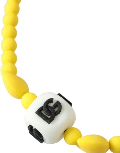 Dolce & Gabbana Yellow Beaded Chain Dg Logo Charm Accessory Women's Necklace