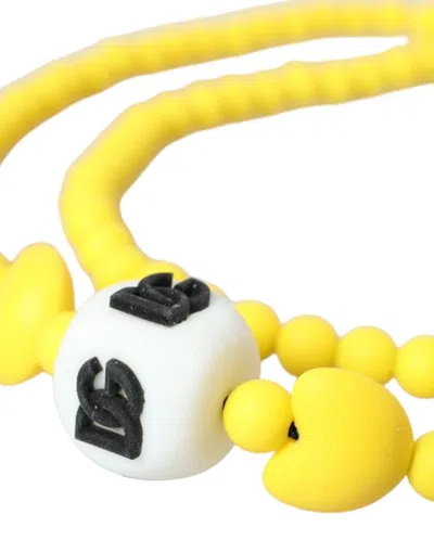 Dolce & Gabbana Yellow Beaded Chain Dg Logo Charm Accessory Women's Necklace