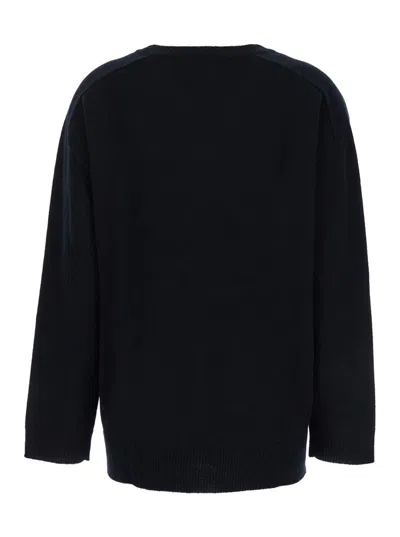 P.a.r.o.s.h Black Crewneck Sweater With Asymmetric Hem In Black