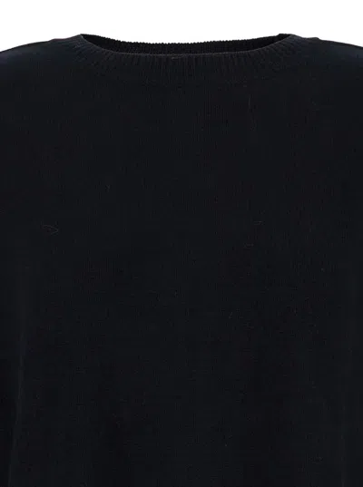 P.a.r.o.s.h Black Crewneck Sweater With Asymmetric Hem In Black