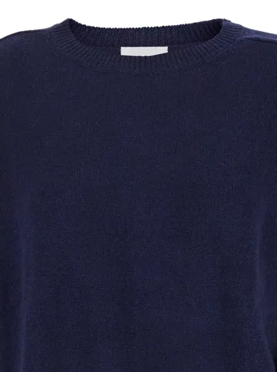 P.a.r.o.s.h Blue Crewneck Sweater With Asymmetric Hem
