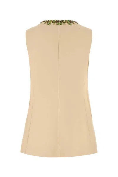 Valentino Garavani Women Cream Wool Blend Vest