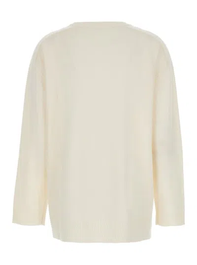 P.a.r.o.s.h White Crewneck Sweater With Asymmetric Hem