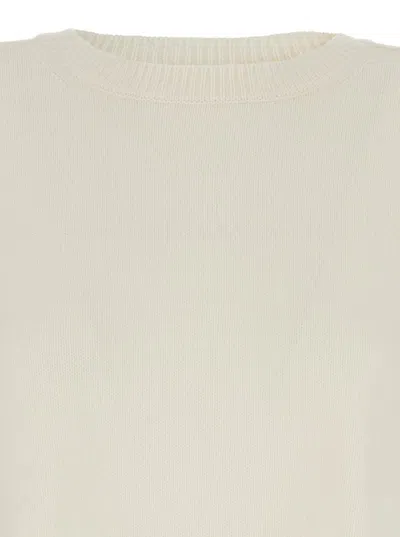 P.a.r.o.s.h White Crewneck Sweater With Asymmetric Hem