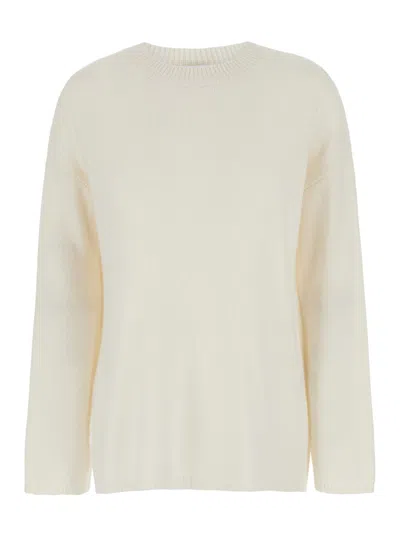 Allude White Relaxed Crewneck Sweater In Neutral