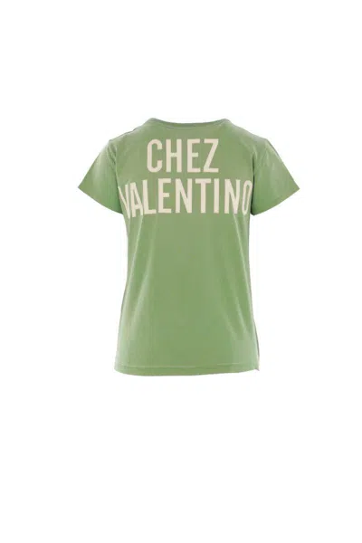 Valentino Playful Printed Cotton T-shirt With Bold Lettering In Green