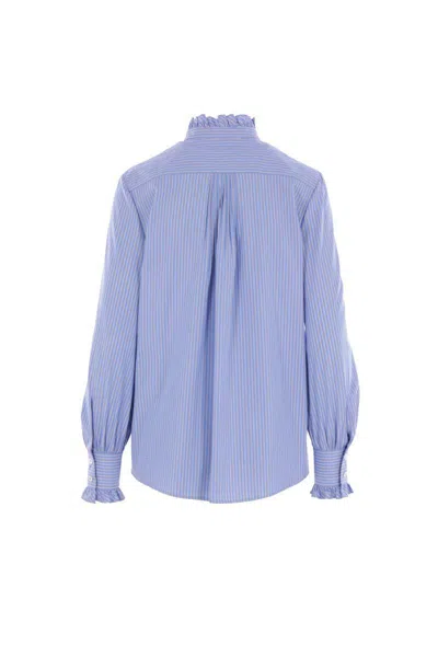 Valentino Hemd Aus Classic Stripe Popeline Frau Iris Liliac 48 In Blue