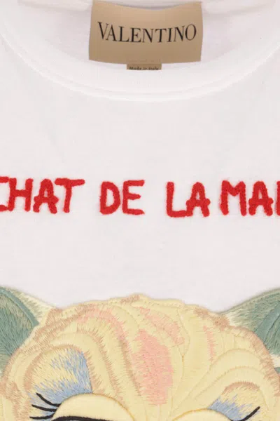 Valentino Silk T-shirt With Short Sleeves And Graphic Print In White