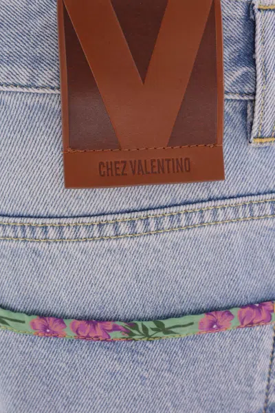 Valentino Womens Denim Blu Lav Chiaro Embroidered Straight-leg Denim Jeans In Blue