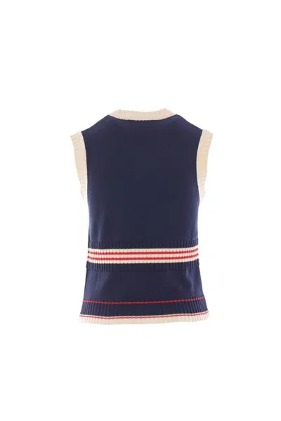 Valentino Garavani Women Midnight Blue Cotton Vest In Blue